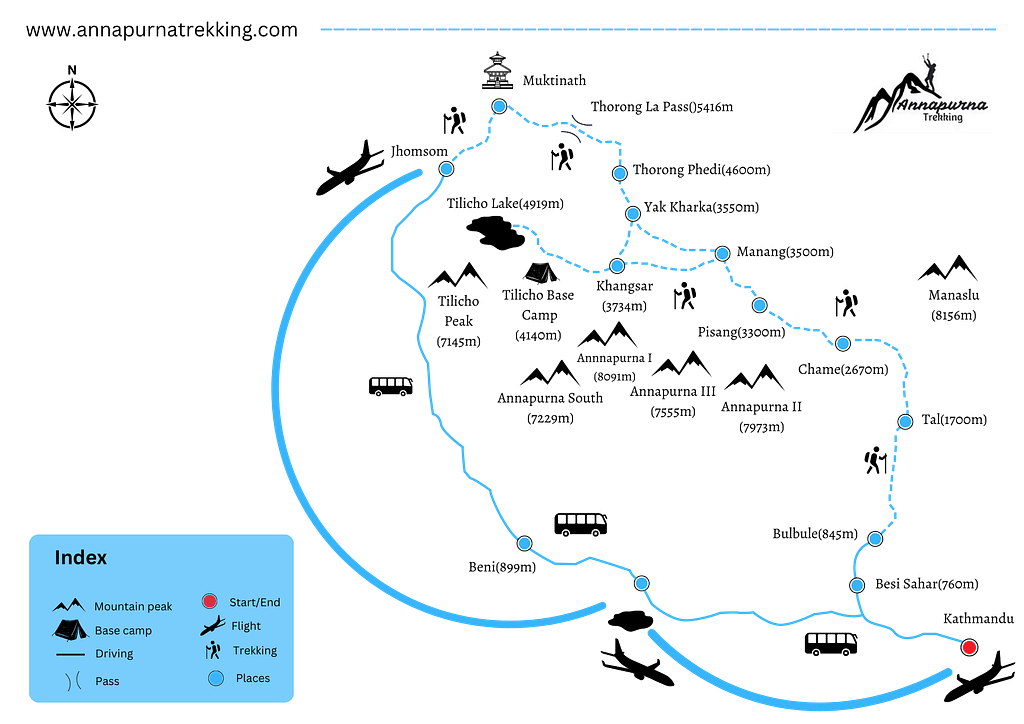map route of Tilicho Lake trek