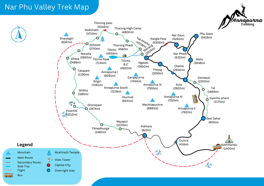 Nar Phu Valley Trek Map