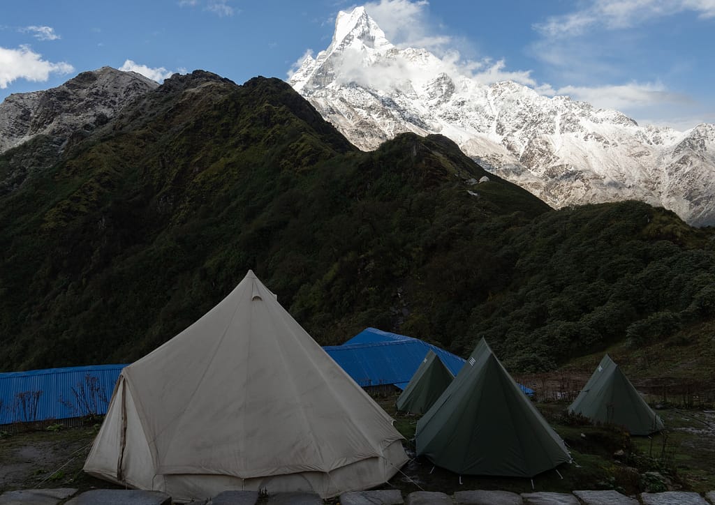 Camping in the trekking journey of the Annapurna region of Nepal